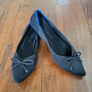 Rothy’s The Bow Point Toe Womens Size 8 Black Slip On Ballet Flat Shoes